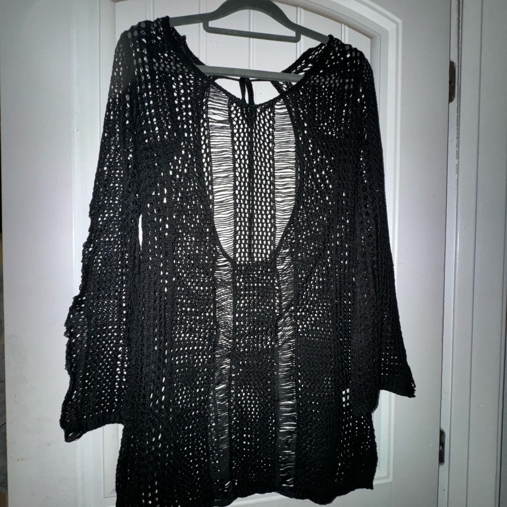 3/$15 Black Crochet Swim Cover-Up